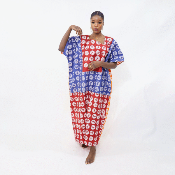 Adire Bubu Gown-Red - Image 4
