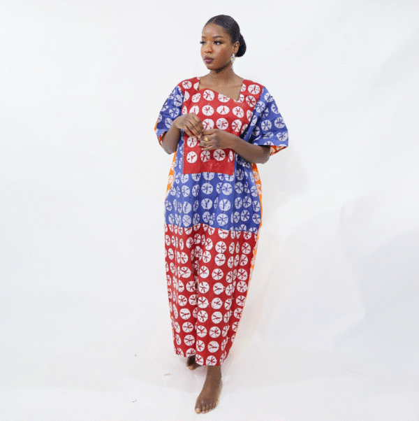 Adire Bubu Gown-Red - Image 3