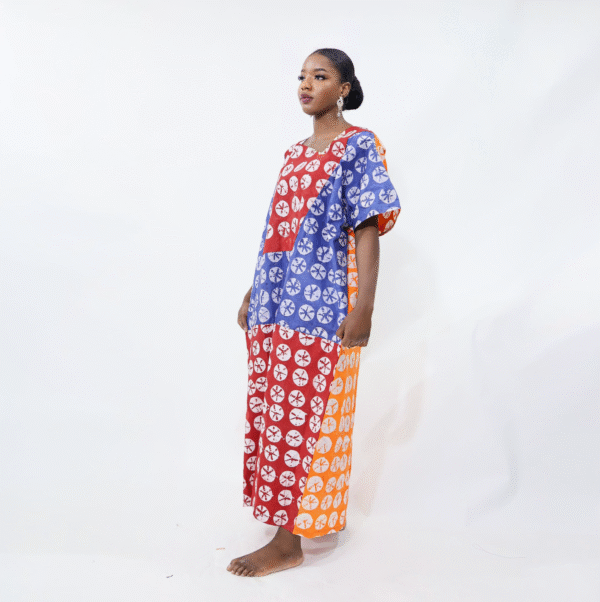 Adire Bubu Gown-Red - Image 2